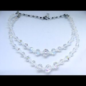 Vintage 1950s Iridescent Beaded Necklace 1960s